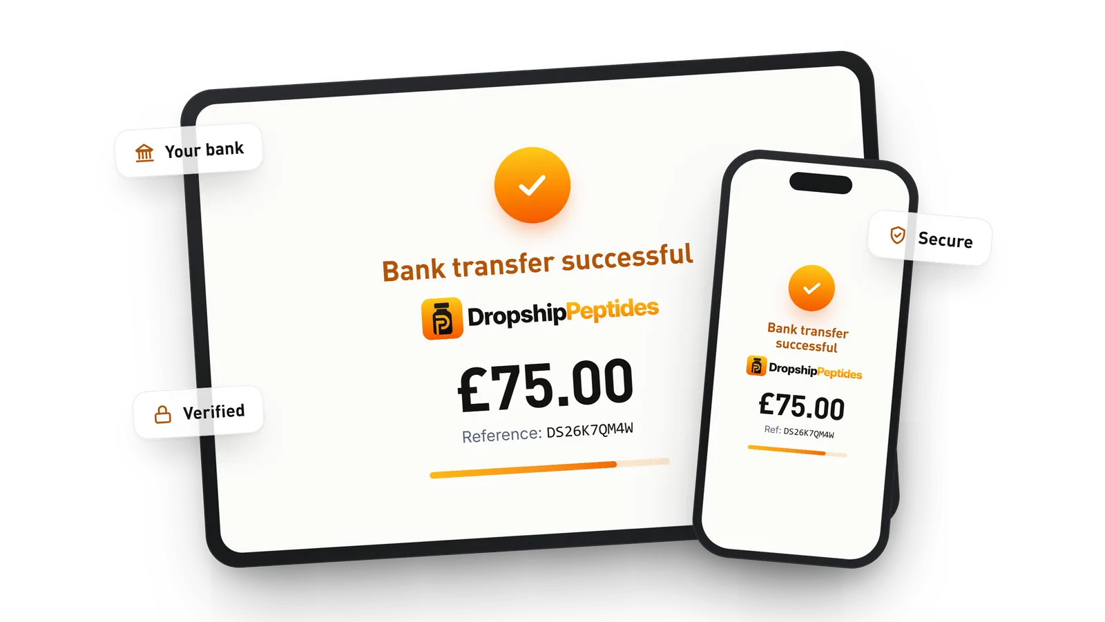 Pay by Bank payment approval shown on a mobile phone